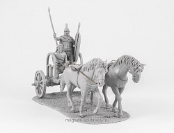 Сборная миниатюра из смолы Кельтская колесница (колесница +2фигуры), 40 мм, V&V miniatures