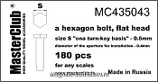 Аксессуары из смолы Плоская головка болта, размер под ключ -0.6mm;диаметр отверстия для монтаж 1/35 MasterClub - фото
