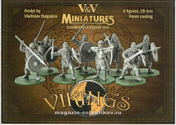 Фигурки из смолы Викинги, набор №1, 8 фигур, 28 мм, V&V miniatures