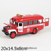 Масштабная модель в сборе и окраске Пожарная служба «КАВЗ 3976-автобус» (звук+свет), Технопарк 1/43 - фото