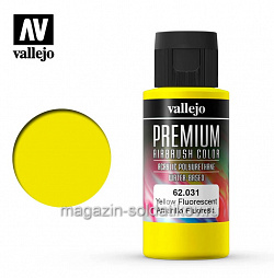 Краска акрил-уретановая Vallejo Premium, Желтая флуоресцентная 60 мл, Vallejo Premium
