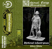 Сборная миниатюра из смолы Medieval infantryman, 75 mm (1:24) Medieval Forge Miniatures - фото