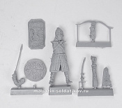 Сборная миниатюра из смолы Пеший монгол с луком. Куликовская битва 1380 г. (54мм), Три богатыря - фото