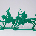 Солдатики из пластика Конные половцы, Выпуск 1, 54 мм (4 шт, зеленый цвет, в кор), Воины и битвы