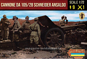 Солдатики из пластика Cannone da 105/28 Schneider Ansaldo with Italian Crew (1/72) Strelets - фото