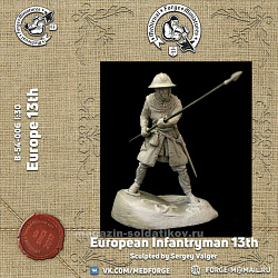 Сборная миниатюра из смолы European infantryman 15th c. 54 mm Medieval Forge Miniatures