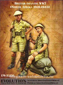 Сборные фигуры из смолы ЕМ 35136 Британские пехотинцы. Северная Африка 1941-1943 гг. ВМВ 1/35 Evolution