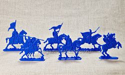 Солдатики из пластика Русские конные витязи (6 шт, пластик, синий) Воины и битвы
