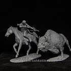 Сборная миниатюра из смолы Охота на бизона. 54 мм, Altores Studio