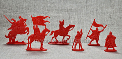 Солдатики из пластика Ставка Князя. Пластик 54 мм (6 шт, пластик, красный) Воины и битвы