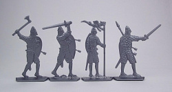 Солдатики из пластика Войско Гарольда Годвинсона, дополнительный набор (4 шт, серебристый) 52 мм, Солдатики ЛАД