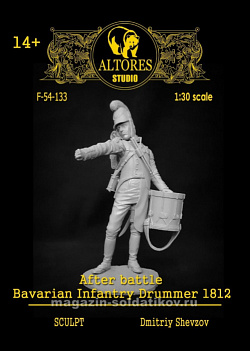 Сборная миниатюра из смолы Баварский пехотный барабанщик, 54 мм, Altores Studio