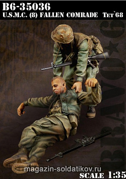 Сборная миниатюра из смолы USMC(8) Fallen Comrade Tet`68, (1/35), Bravo 6
