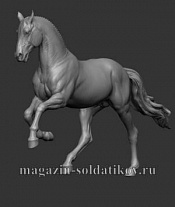Сборная миниатюра из смолы Лошадь №8, 54 мм, Chronos miniatures - фото