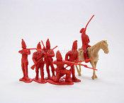 Солдатики из пластика Rev. War Hessians 12 figures in 6 poses (red) plus 2 horses, 1:32 ClassicToySoldiers - фото