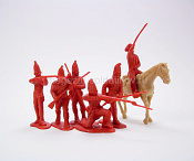 Солдатики из пластика Rev. War Hessians 12 figures in 6 poses (red) plus 2 horses, 1:32 ClassicToySoldiers - фото