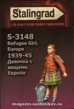 Сборная миниатюра из смолы Девочка с вещами 1/35, Stalingrad