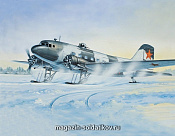 Сборная модель из пластика Транспортный самолёт Ли-2Т зим. Версия (1/144) Восточный экспресс - фото