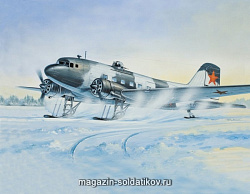 Сборная модель из пластика Транспортный самолёт Ли-2Т зим. Версия (1/144) Восточный экспресс