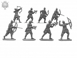 Солдатики из пластика Стрелки (8шт, цвет - серебряный, б/к), Воины и битвы