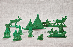 Биармия. Мирные жители (12 шт, зеленый, пластик), 54 мм, Воины и битвы