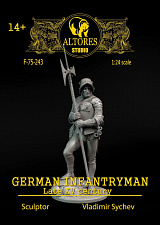 Сборная миниатюра из смолы Германский пехотинец, 75 мм, Altores Studio - фото