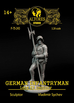 Сборная миниатюра из смолы Германский пехотинец, 75 мм, Altores Studio