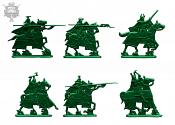 Солдатики из пластика Тевтонский орден. Конные рыцари (6шт, цвет - темно-зеленый, б/к), Воины и битвы - фото