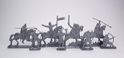 Солдатики из пластика Армии и битвы: войско Вильгельма Завоевателя (8 шт, серебристый) 52 мм, Солдатики ЛАД