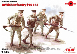 Сборные фигуры из пластика Британская пехота (1914 г.), (4 фигуры) (1/35) ICM