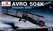Сборная модель из пластика AVRO-504K Zeppelin Killer самолёт Amodel (1/72) - фото