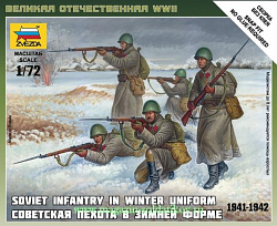 Сборная модель из пластика Советская пехота в зимней форме (1/72) Звезда