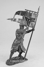 Миниатюра из олова Тевтонский рыцарь со стягом, 54 мм, Солдатики Публия - фото