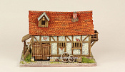 Масштабная модель в сборе и окраске Дом европейский двухэтажный, 1:56, Средневековый город - фото