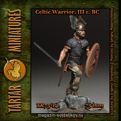 Сборная миниатюра из смолы Celtic Warrior, III c. BC 75mm Tartar Miniatures