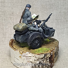 Немецкий мотоцикл с коляской, 1/35, в росписи (430-050) (430-050)