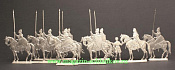 Миниатюра из олова Средневековые конные рыцари на отдыхе, 30 мм, Berliner Zinnfiguren - фото