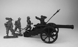 Фигурки из металла Набор солдатиков «Шведская пушка с расчетом», 30-ти летняя война, 40 мм, Три богатыря