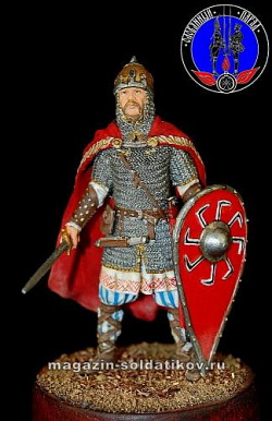 Сборная миниатюра из металла Князь Святослав X век, 1:30, Оловянный парад