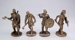 Миниатюра из бронзы Набор викингов из 4 фигур(бронза): Лагерта, Рагнар, Ролло и Флоки, 40 мм, Солдатики Seta