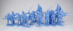 Солдатики из пластика British Infantry 16 figures in 8 poses (light blue) 1:32, Timpo