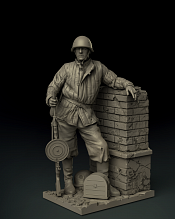 Сборная фигура из смолы SM 3009 Пулемётчик РККА.1943-1945, 1:35, SOGA miniatures - фото