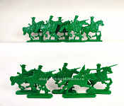 Солдатики из пластика Игровой состав набора: Конница армии Петра I (4+6 шт, зеленый) 52 мм, Солдатики ЛАД - фото