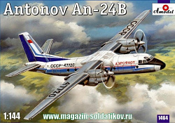 Сборная модель из пластика Антонов Ан-24Б пассажирский самолет Amodel (1/144)