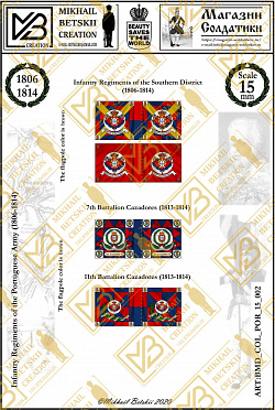 Знамена бумажные, 15 мм, Португалия (1806-1814), Пехотные полки