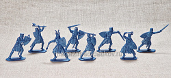 Солдатики из пластика Тевтонский орден. Пешие рыцари, 54 мм (8 шт, пластик, синий металлик) Воины и битвы