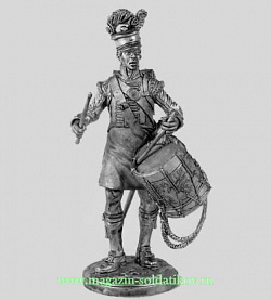 Миниатюра из олова Барабанщик шотландского 92-го полка Гордона, 1815 г., 54 мм, Россия