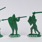 Солдатики из пластика Армии и битвы: войско Гарольда Годвинсона (12 шт, зеленый) 52 мм, Солдатики ЛАД