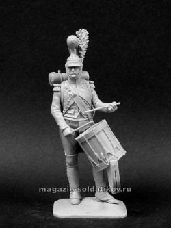Сборная миниатюра из металла Барабанщик роты инженеров Французской императорской гвардии, 54 мм, Chronos miniatures
