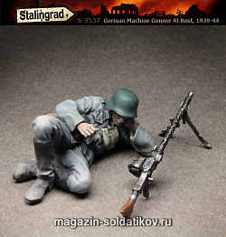 Сборная миниатюра из смолы Немецкий пулеметчик на привале, 1/35, Stalingrad
